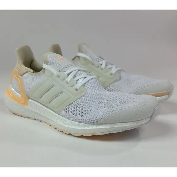 Adidas Ultraboost 19.5 DNA Womens 10 White Orange Running Shoes Sneakers GZ6469