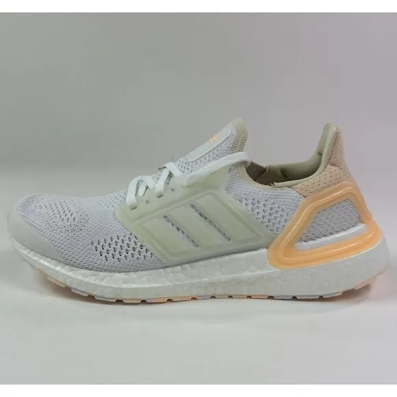 Adidas Ultraboost 19.5 DNA Womens 10 White Orange Running Shoes Sneakers GZ6469