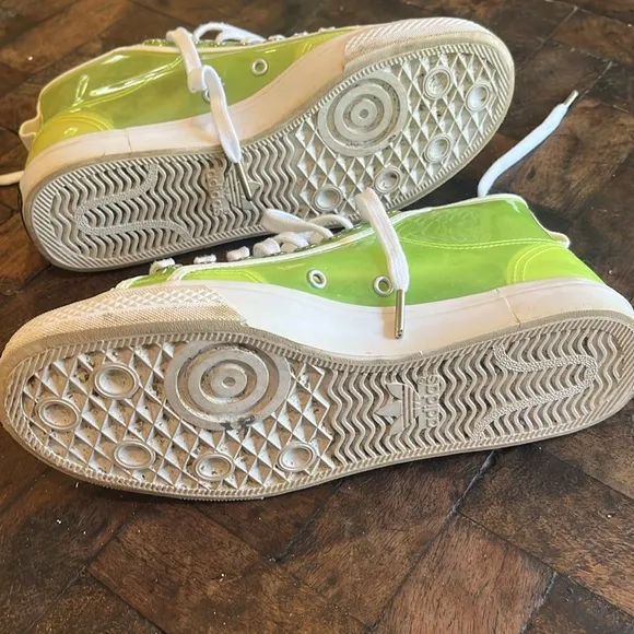 Adidas Women's Neon Green See Thru High-Top Sneakers