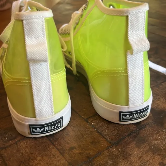 Adidas Women's Neon Green See Thru High-Top Sneakers