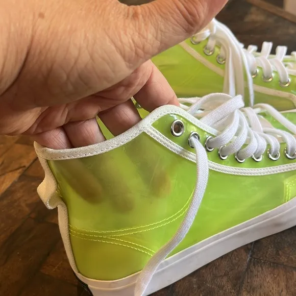 Adidas Women's Neon Green See Thru High-Top Sneakers