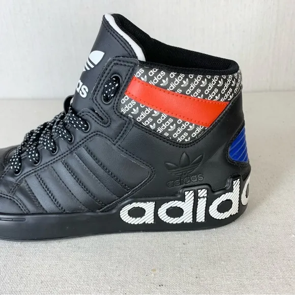 Adidas~Men’s Originals Hardcourt Hi Black Active Red, Blue Athletic Shoes~Sz‎ 8