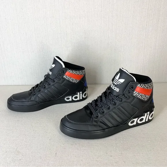 Adidas~Men’s Originals Hardcourt Hi Black Active Red, Blue Athletic Shoes~Sz‎ 8
