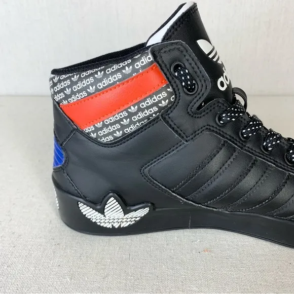 Adidas~Men’s Originals Hardcourt Hi Black Active Red, Blue Athletic Shoes~Sz‎ 8