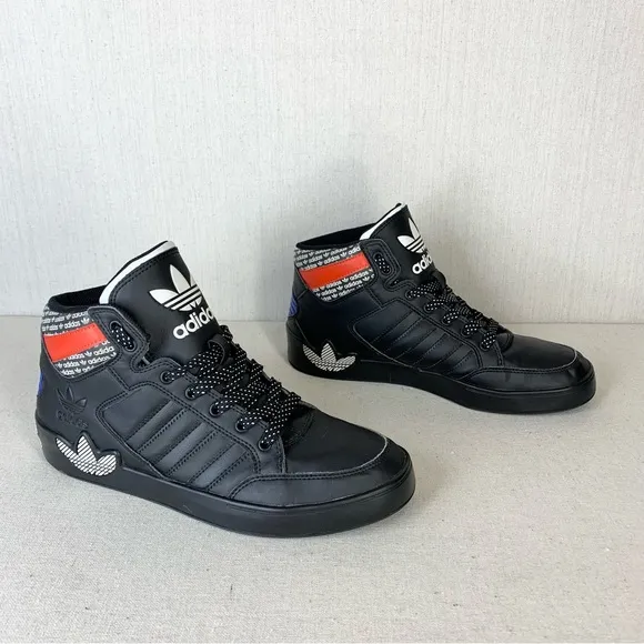 Adidas~Men’s Originals Hardcourt Hi Black Active Red, Blue Athletic Shoes~Sz‎ 8
