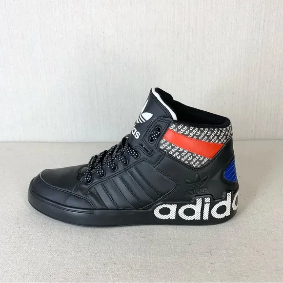 Adidas~Men’s Originals Hardcourt Hi Black Active Red, Blue Athletic Shoes~Sz‎ 8
