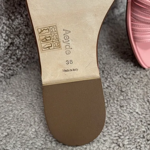 Aeyde Pink Minimalist Slide Sandals Size 38