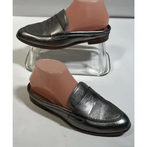 AGL Attilio Giusti Leombruni Silver Metallic Loafers Mules Shoes 37 EU 7 US