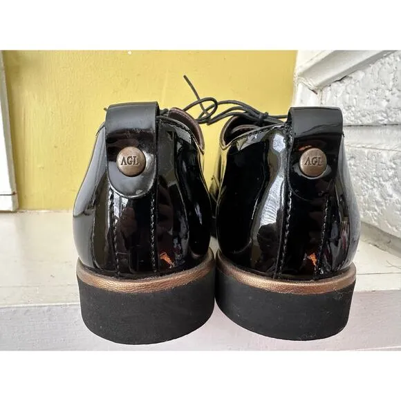 AGL Black Loafers Brogues Shoes Italy Attilio Giusti Leombruni sz 34.5