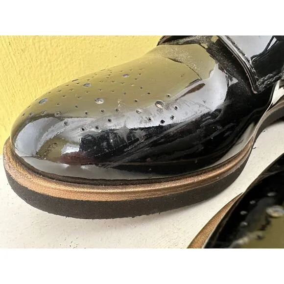 AGL Black Loafers Brogues Shoes Italy Attilio Giusti Leombruni sz 34.5