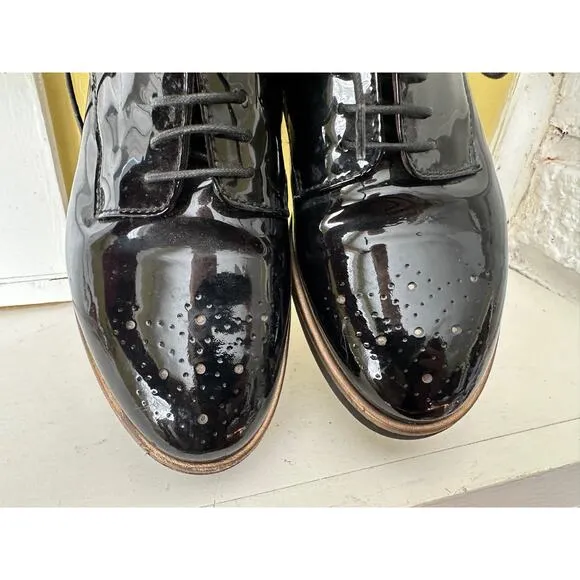 AGL Black Loafers Brogues Shoes Italy Attilio Giusti Leombruni sz 34.5
