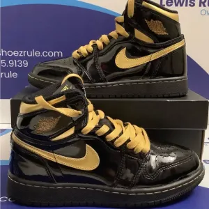 Air Jordan 1 High Black Metallic Gold Kids Size 4y