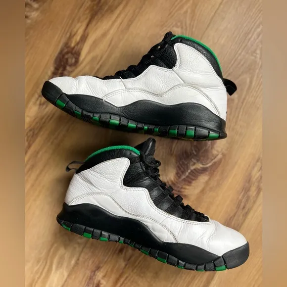Air Jordan 10 Retro Seattle Green White Black Athletic Streetwear Shoes Size 10