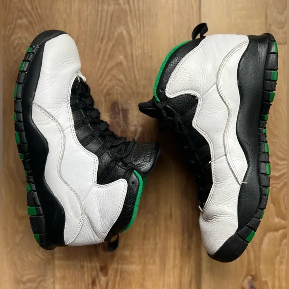Air Jordan 10 Retro Seattle Green White Black Athletic Streetwear Shoes Size 10