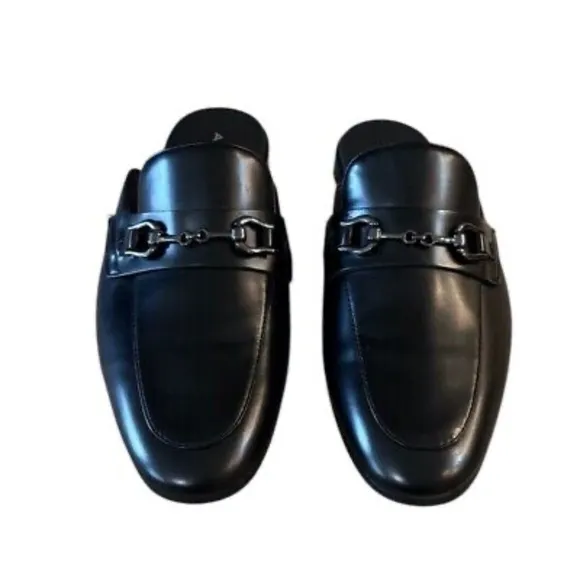Aldo Glaeron Mens Black Leather Mules Shoes Size 8 Slip On Shoe