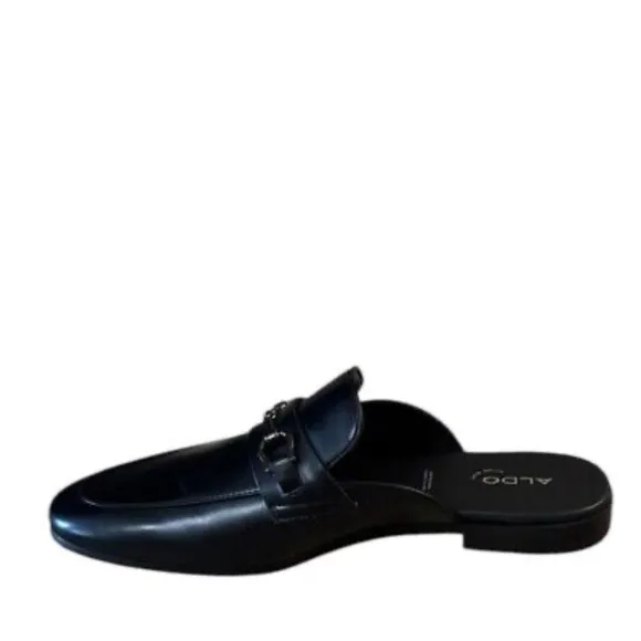 Aldo Glaeron Mens Black Leather Mules Shoes Size 8 Slip On Shoe