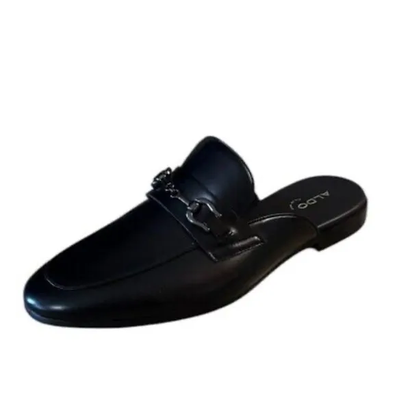 Aldo Glaeron Mens Black Leather Mules Shoes Size 8 Slip On Shoe