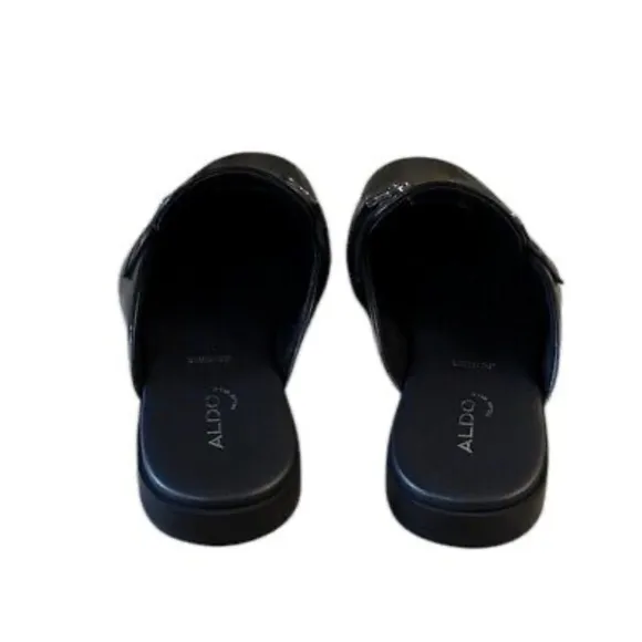 Aldo Glaeron Mens Black Leather Mules Shoes Size 8 Slip On Shoe
