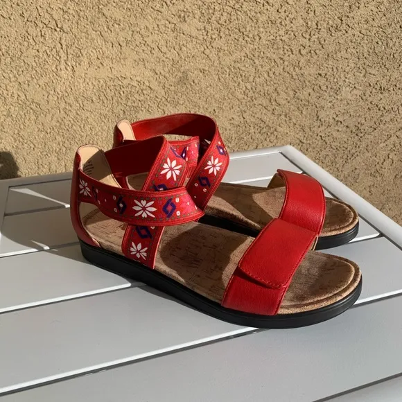 Alegria red sandals elastic straps size 10.5-11 ( European 41)