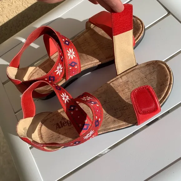 Alegria red sandals elastic straps size 10.5-11 ( European 41)