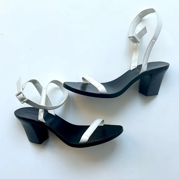 ALEXANDER WANG Leather Printed Sandals, White, size 39.5 US 9.5