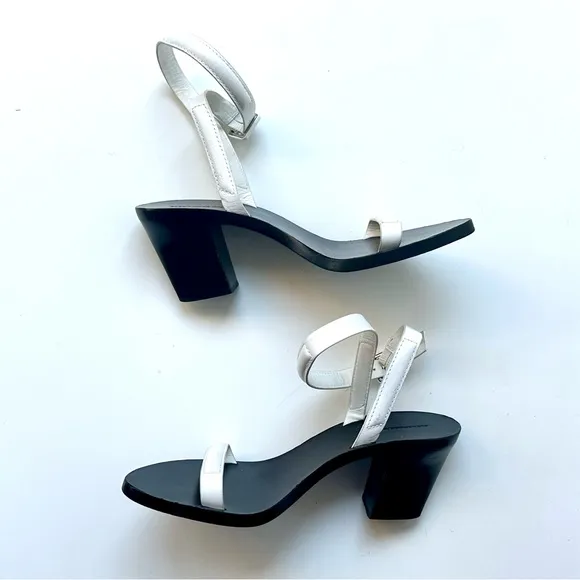 ALEXANDER WANG Leather Printed Sandals, White, size 39.5 US 9.5