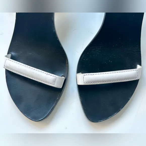 ALEXANDER WANG Leather Printed Sandals, White, size 39.5 US 9.5