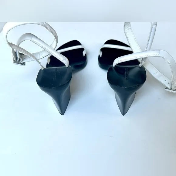 ALEXANDER WANG Leather Printed Sandals, White, size 39.5 US 9.5