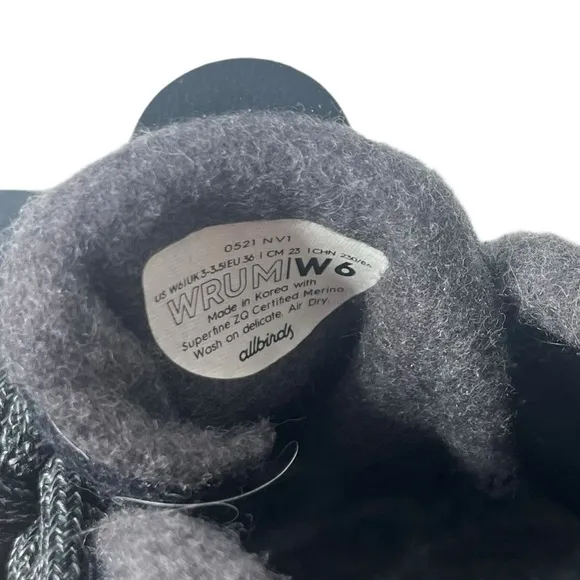 Allbirds Wool Runners Up Mizzle WRU High Top Black Running Shoes Women's Size 6