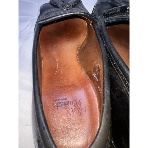 Allen Edmond Bridgeton Shoes Men's Size 12 B Black Tassel Loafers Office Church
