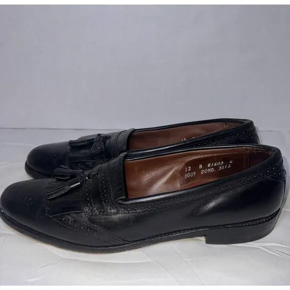 Allen Edmond Bridgeton Shoes Men's Size 12 B Black Tassel Loafers Office Church
