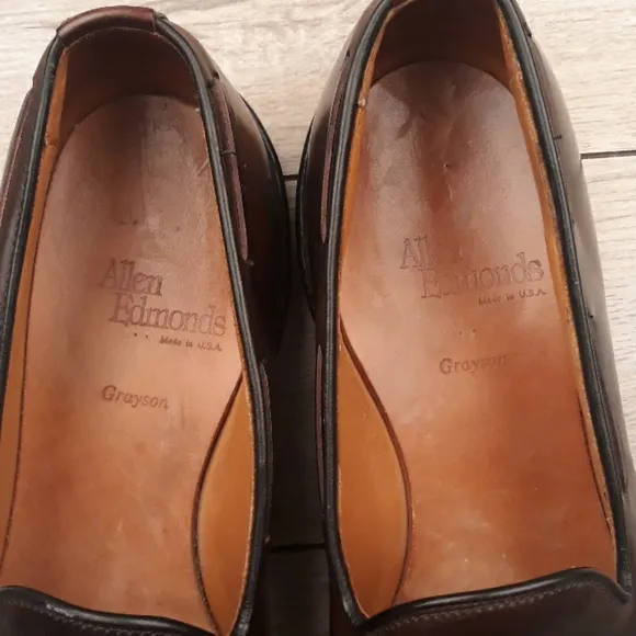 ALLEN‎ EDMONDS Grayson Brown Leather SHELL Sz 10 A Mens Tassel Loafers Shoes