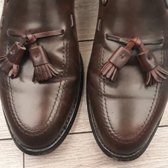 ALLEN‎ EDMONDS Grayson Brown Leather SHELL Sz 10 A Mens Tassel Loafers Shoes