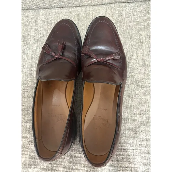Allen Edmonds Grayson Mens 13 B Leather Tassel Loafers Cognac Brown Dress Shoes