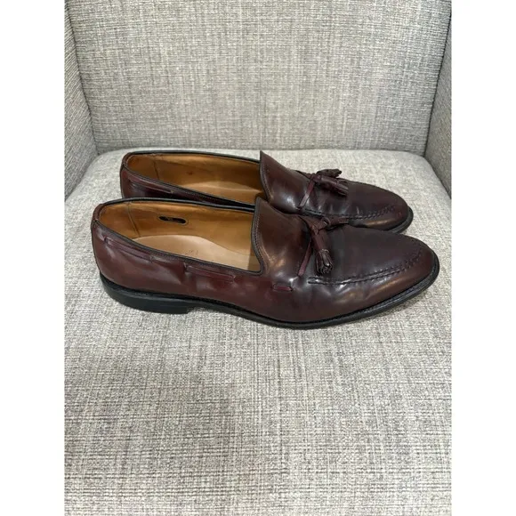 Allen Edmonds Grayson Mens 13 B Leather Tassel Loafers Cognac Brown Dress Shoes