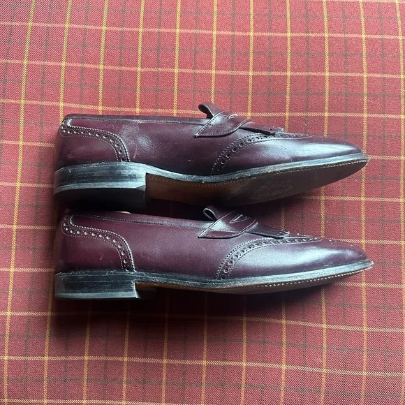 ALLEN EDMONDS 👞 Men’s Burgundy All Leather ‘Wakefield’ Kiltie Loafer - 10.5 D