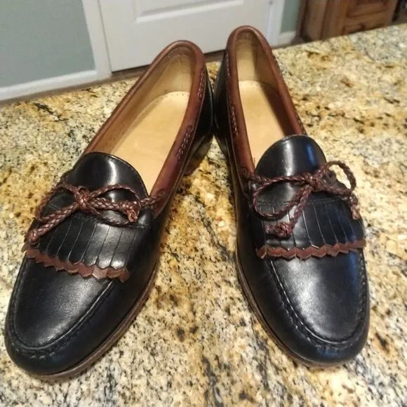 Allen Edmonds Men’s Woodstock Shoes Black Brown Tassels Leather Loafers Sz 11 C