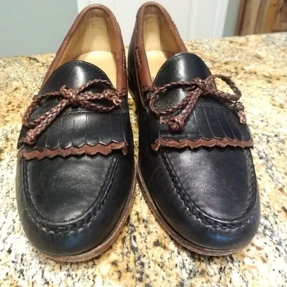 Allen Edmonds Men’s Woodstock Shoes Black Brown Tassels Leather Loafers Sz 11 C