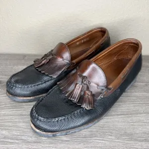 Allen Edmonds Nashua Leather Tassel Loafers Mens 11 D Black Brown Slip On Shoes