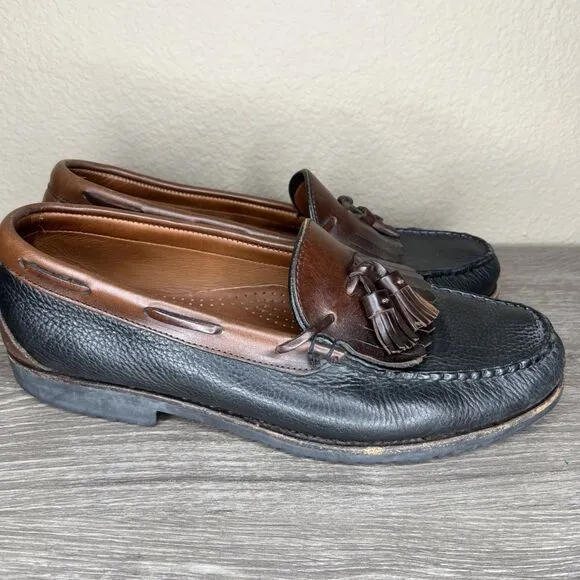 Allen Edmonds Nashua Leather Tassel Loafers Mens 11 D Black Brown Slip On Shoes