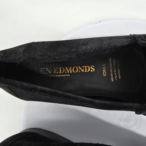 Allen Edmonds Shoes Men 10.5D Vinci Loafers Black Suede Oxford Moccasin