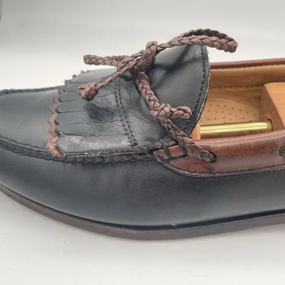 Allen Edmonds Woodstock Loafers Mens Size 12 Black Leather Kiltie Loafers Shoes