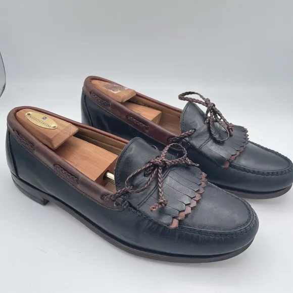 Allen Edmonds Woodstock Loafers Mens Size 12 Black Leather Kiltie Loafers Shoes