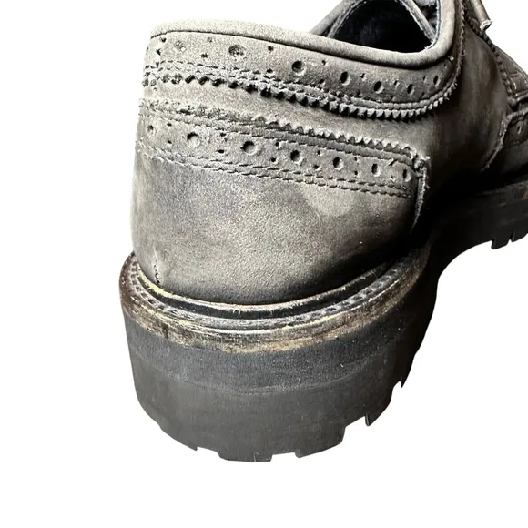 Allsaints Mens Brogue Gray Leather Chunky Wingtip Loafers Lace Up Size 42 US 9.5