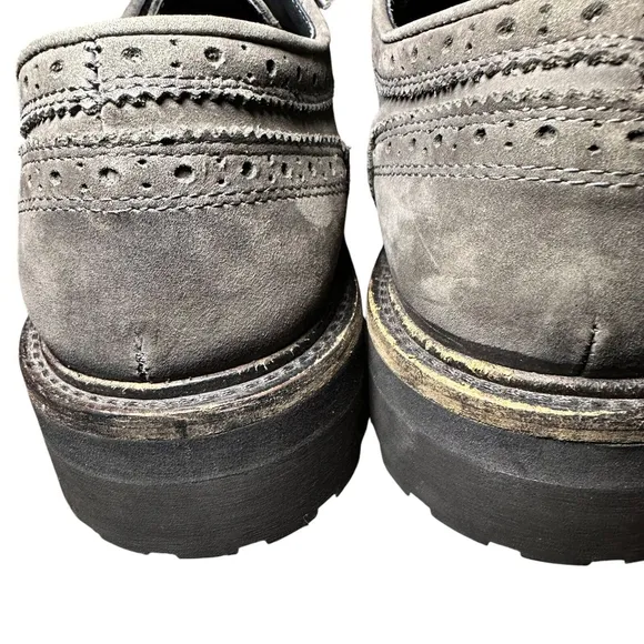 Allsaints Mens Brogue Gray Leather Chunky Wingtip Loafers Lace Up Size 42 US 9.5
