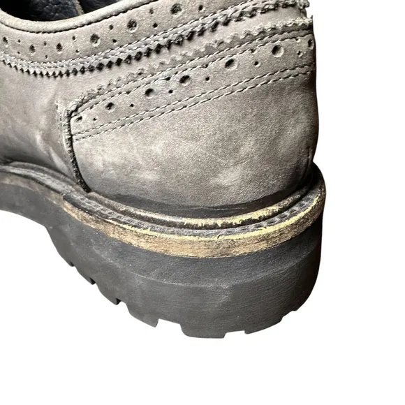 Allsaints Mens Brogue Gray Leather Chunky Wingtip Loafers Lace Up Size 42 US 9.5