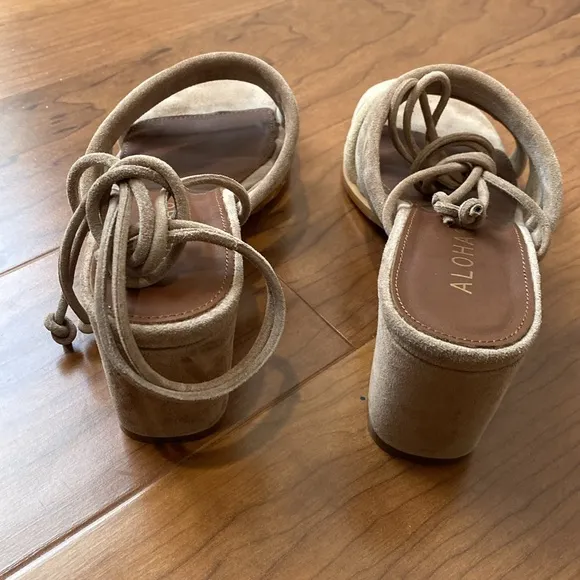Alohas Letizia Shades Of Beige Block Heel Ankle Straps Sandals Made in Spain 38