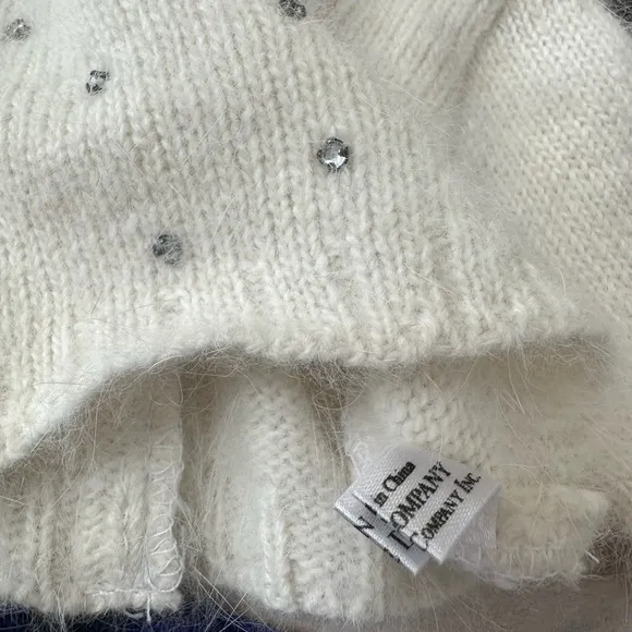 American Girl White Angora sweater and Blue velour skirt,tights shoes &amp; hanger