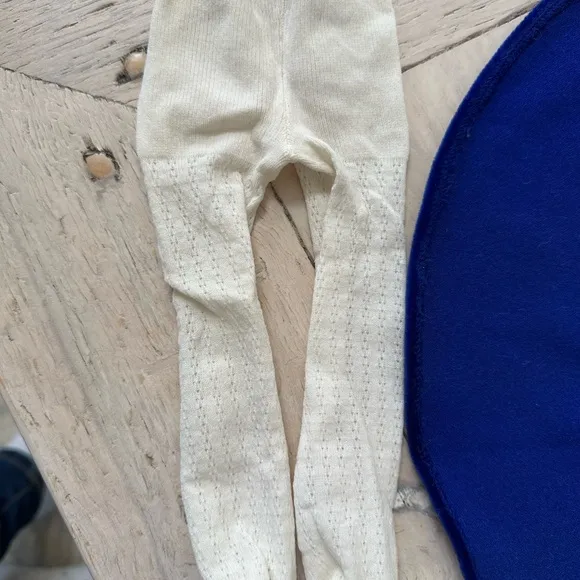 American Girl White Angora sweater and Blue velour skirt,tights shoes &amp; hanger