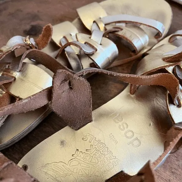 Ancient Greek Sandals Filareskia Low Platinum Gold Sandals Women's Size 39 US 9